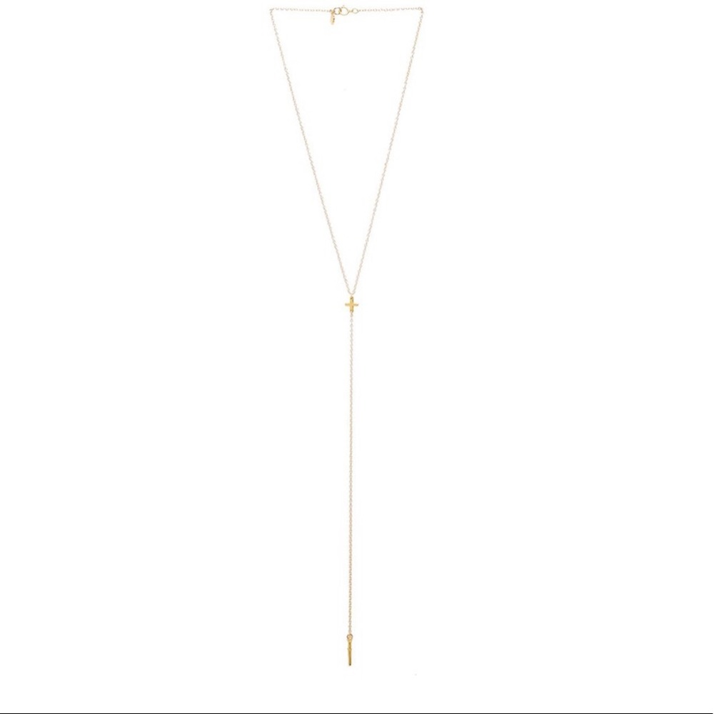 Gorjana Cross Over Lariat in gold Necklace